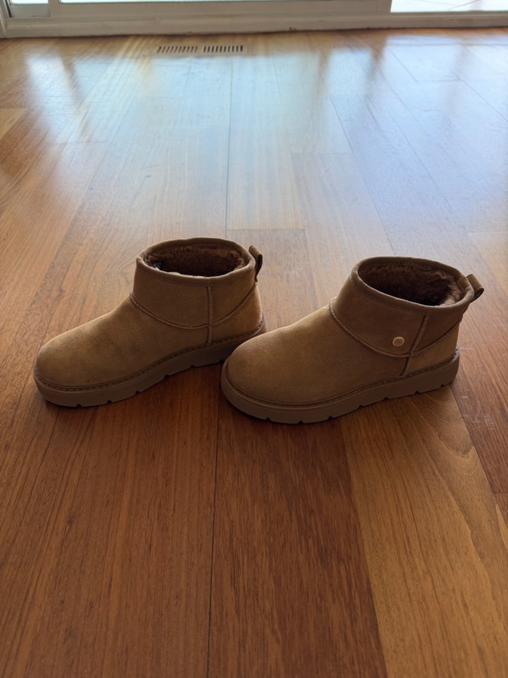 Skechers Martha Suede-Look Cozy Ankle Boots in Tan